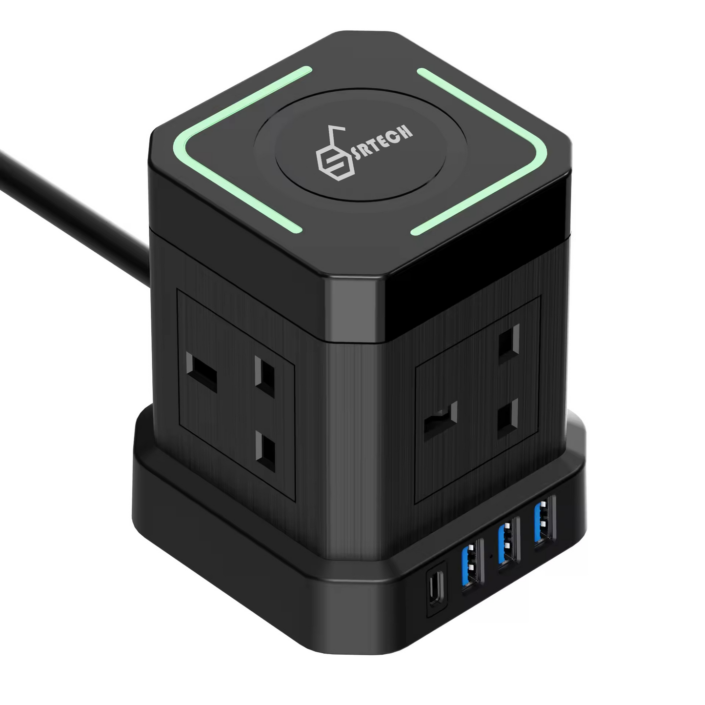 SRTECH Cube Power Strip 4-Way Outlets with PD20W Fast Charging & 15W Wireless Function