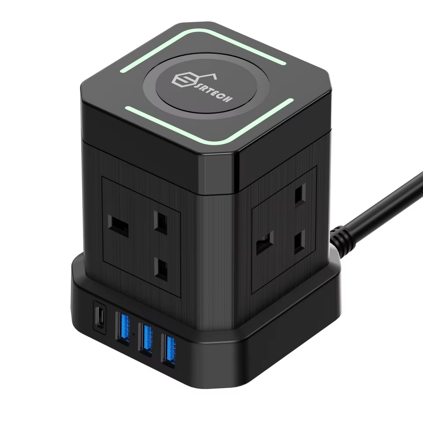 SRTECH Cube Power Strip 4-Way Outlets with PD20W Fast Charging & 15W Wireless Function