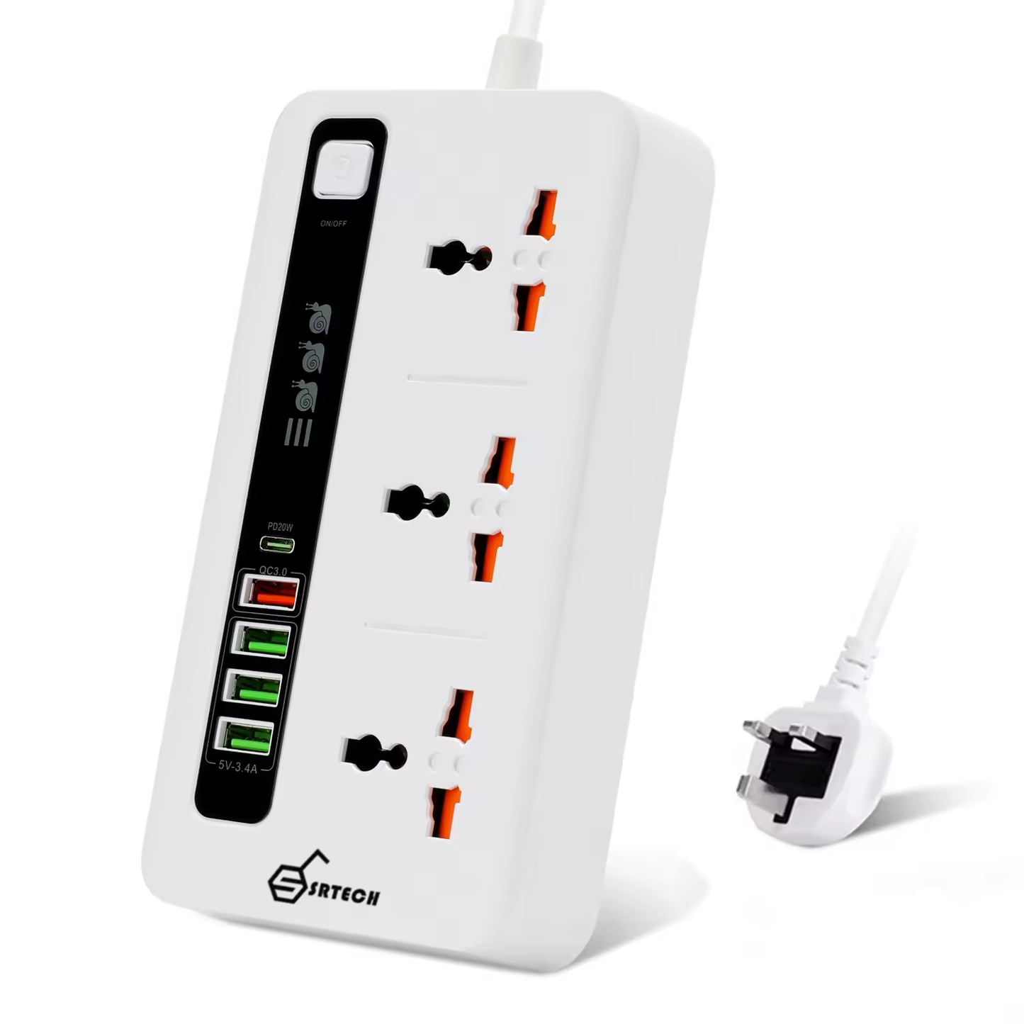 SRTECH 3-Outlet Universal Power Strip with USB-C