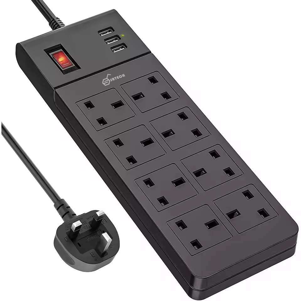 SRTECH 8-Outlet Strip with Smart USB Ports