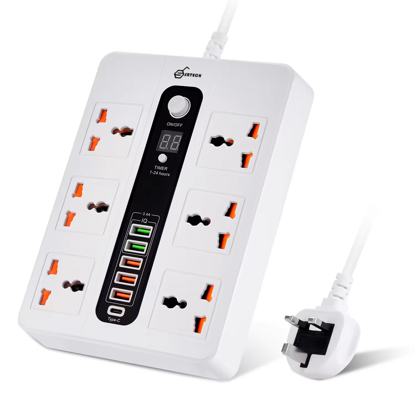 SRTECH 6-Outlet Universal Power Strip with USB-C