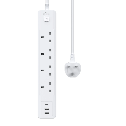 SRTECH 4-Outlet White Power Strip with USB-C