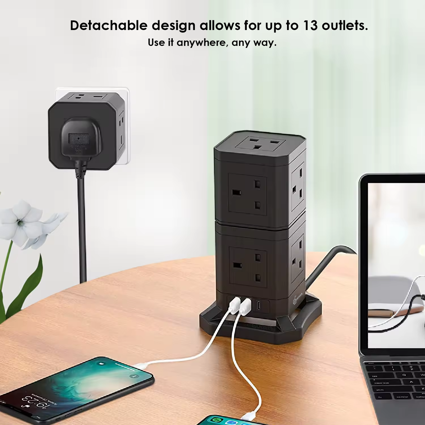 SRTECH Triple Layer Detachable Power Tower with USB-C