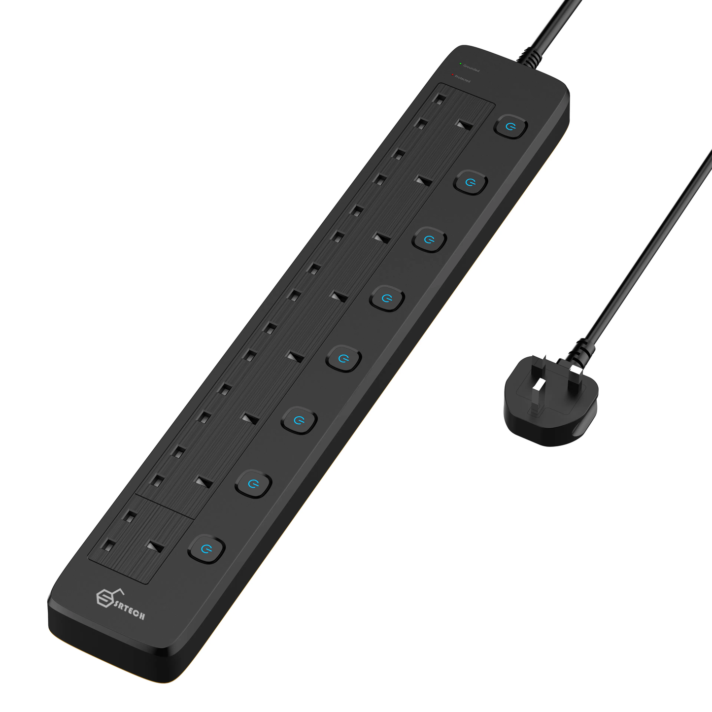 SRTECH 8-Outlet Fire-Retardant Power Strip