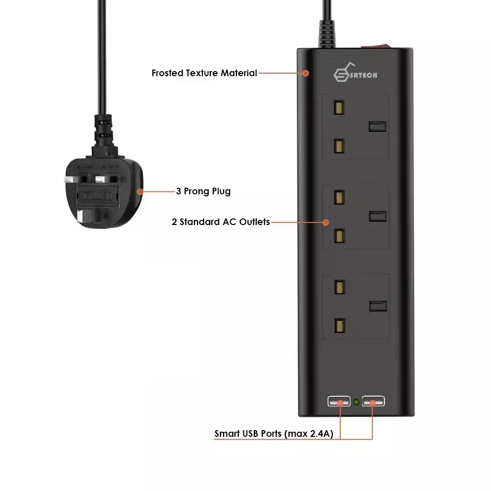 SRTECH 3-Outlet Curved Power Strip