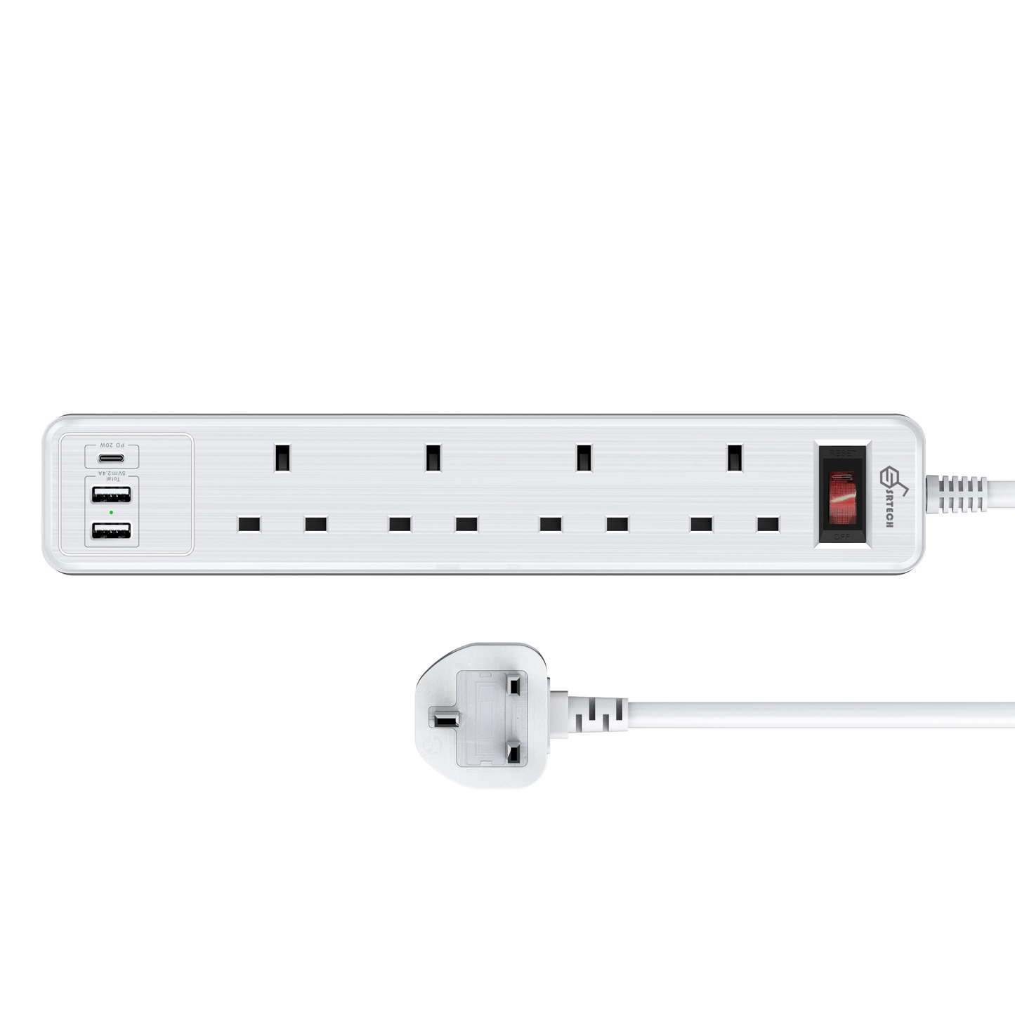 SRTECH 4-Outlet Strip with USB-C and USB-A