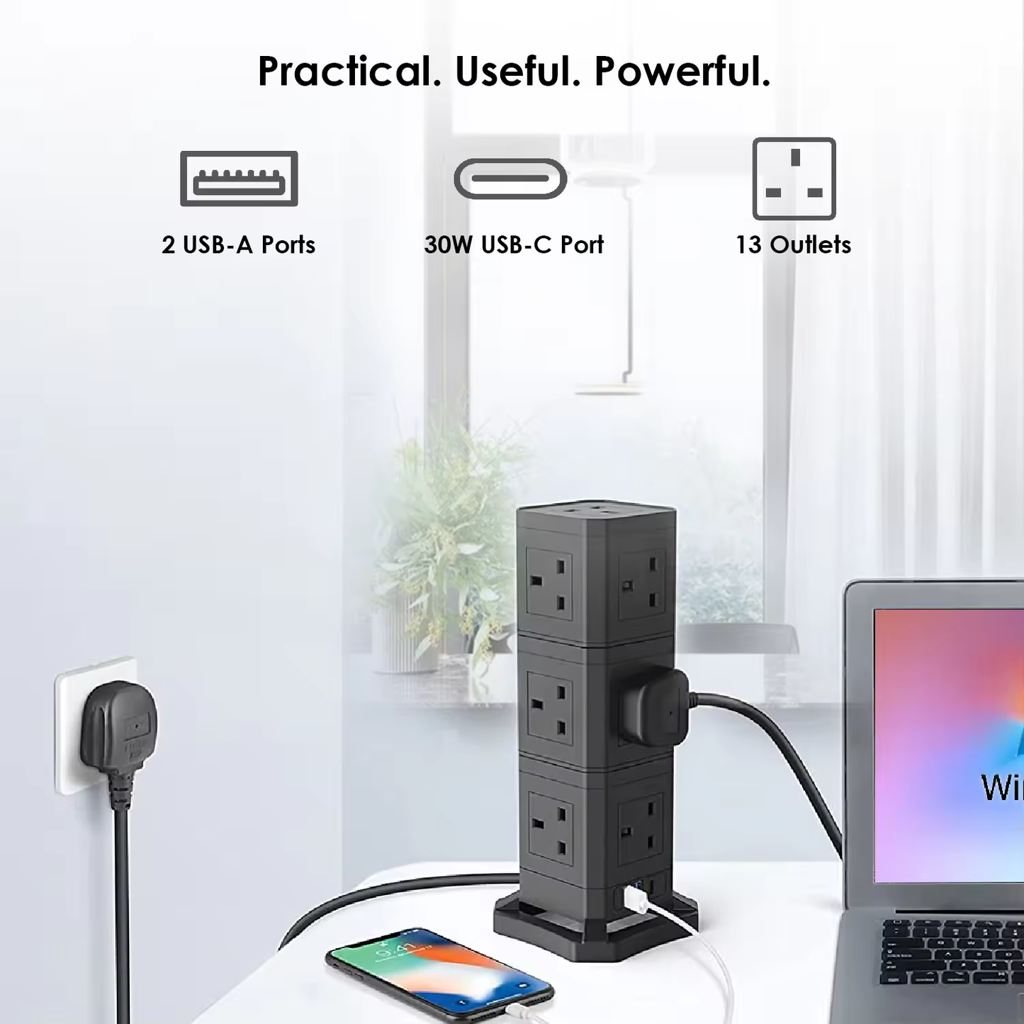 SRTECH Triple Layer Detachable Power Tower with USB-C