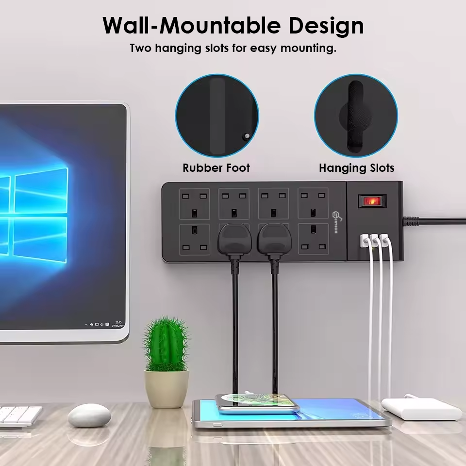 SRTECH 8-Outlet Strip with Smart USB Ports