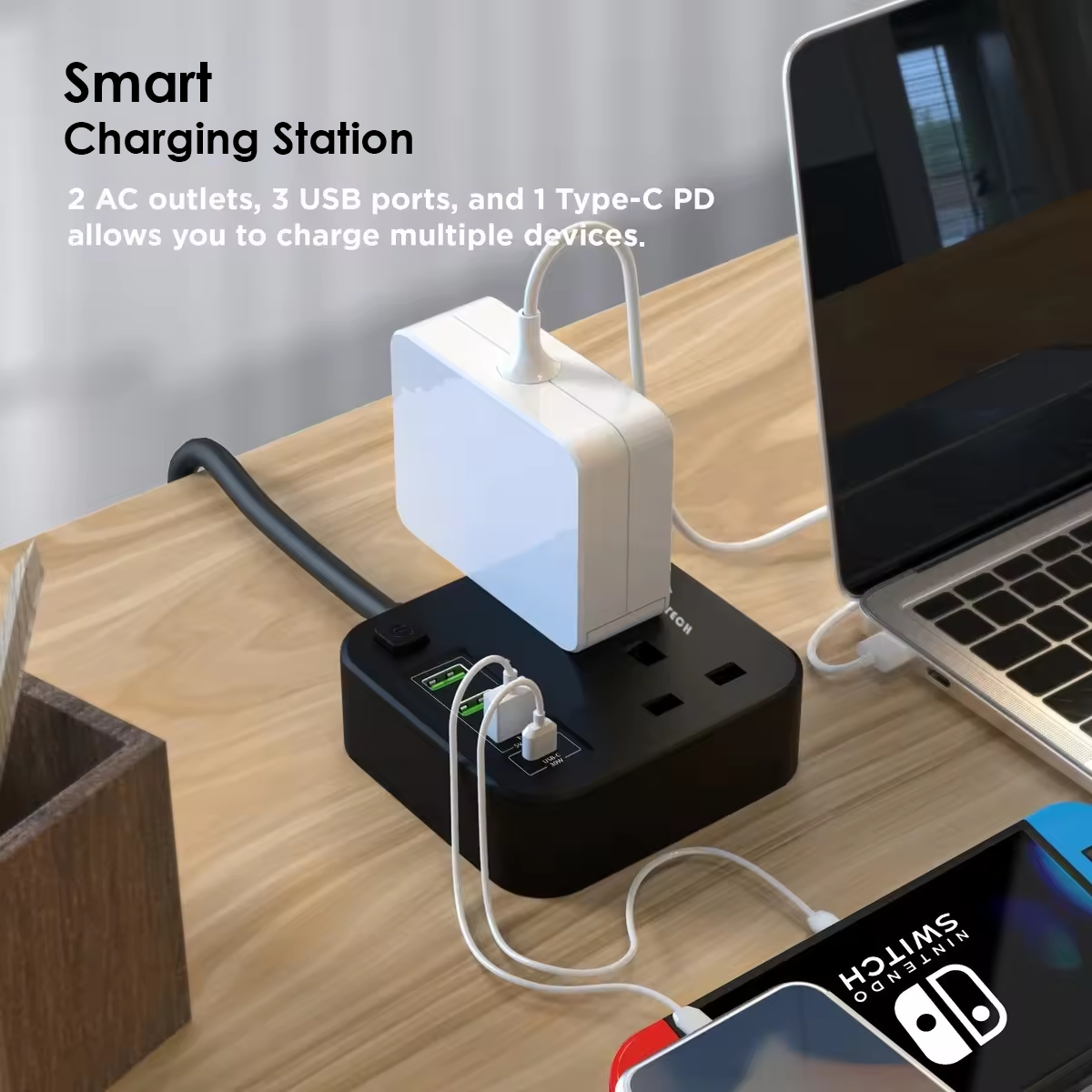 SRTECH 6-in-1 Portable Power Strip