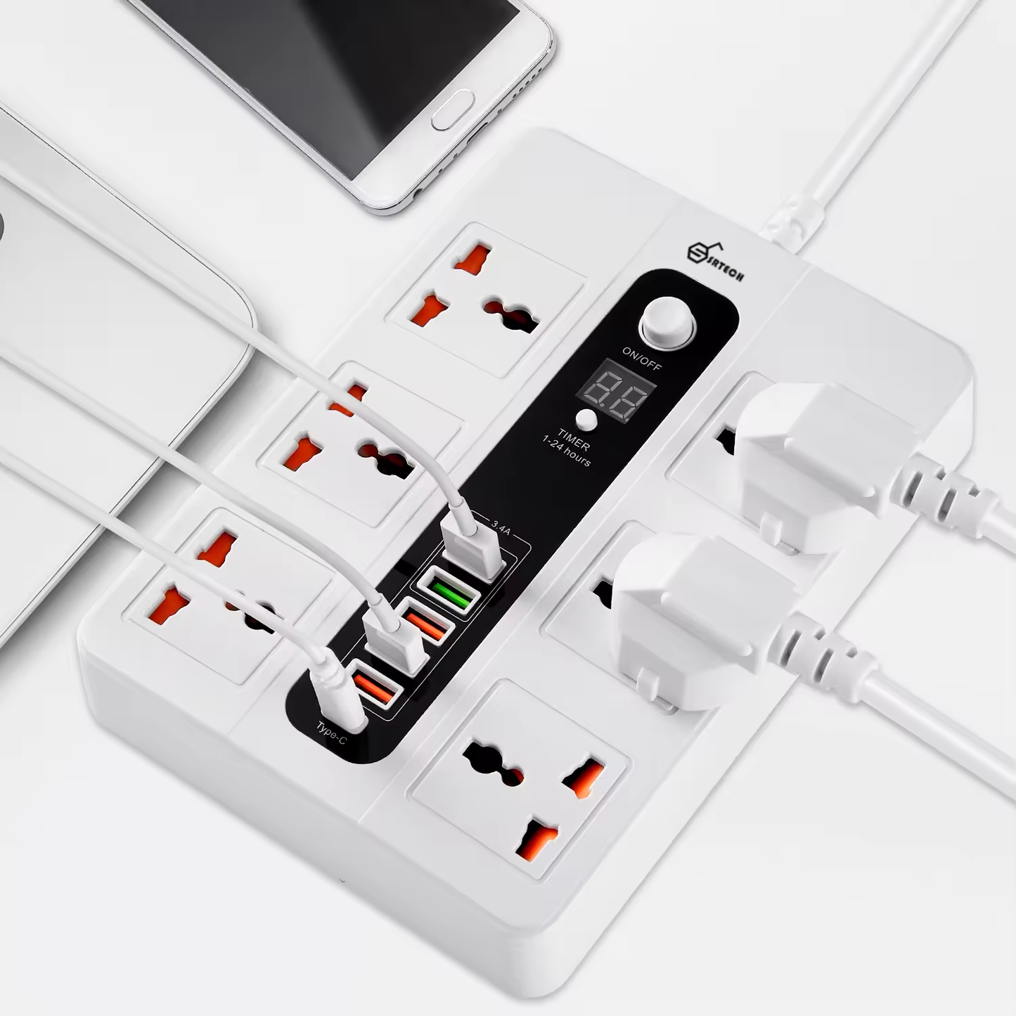 SRTECH 6-Outlet Universal Power Strip with USB-C