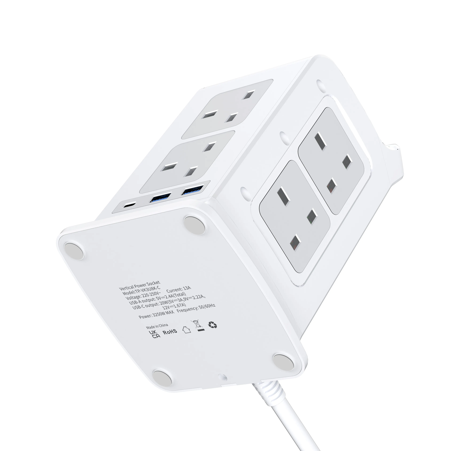 SRTECH 11-in-1 2M UK Tower Power Strip