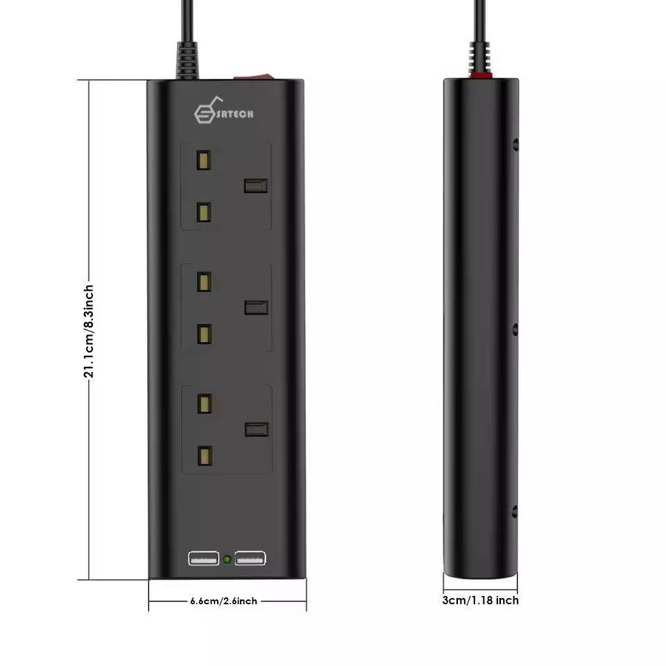 SRTECH 3-Outlet Curved Power Strip